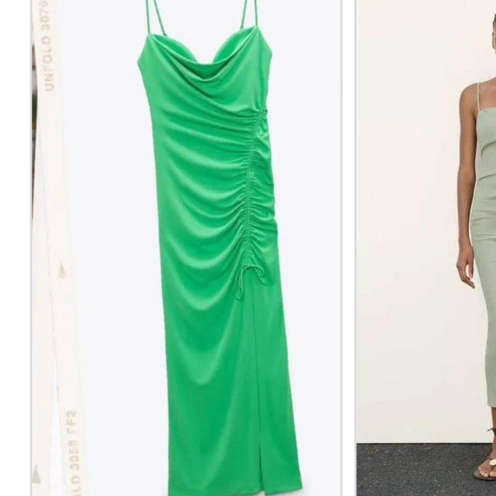 Zara draped midi dress (green midi dress size small worn twice)